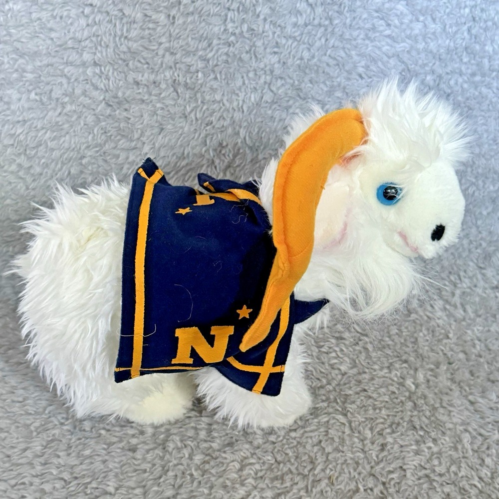 USNA US Naval Academy Mascot Bill the Goat Plush 8" White Stuffed Animal